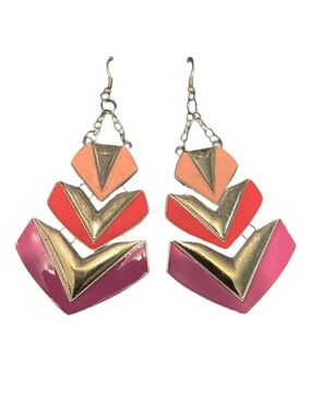 Vintage NWOTs Expressions Pink and Gold Mod Dangling Earrings